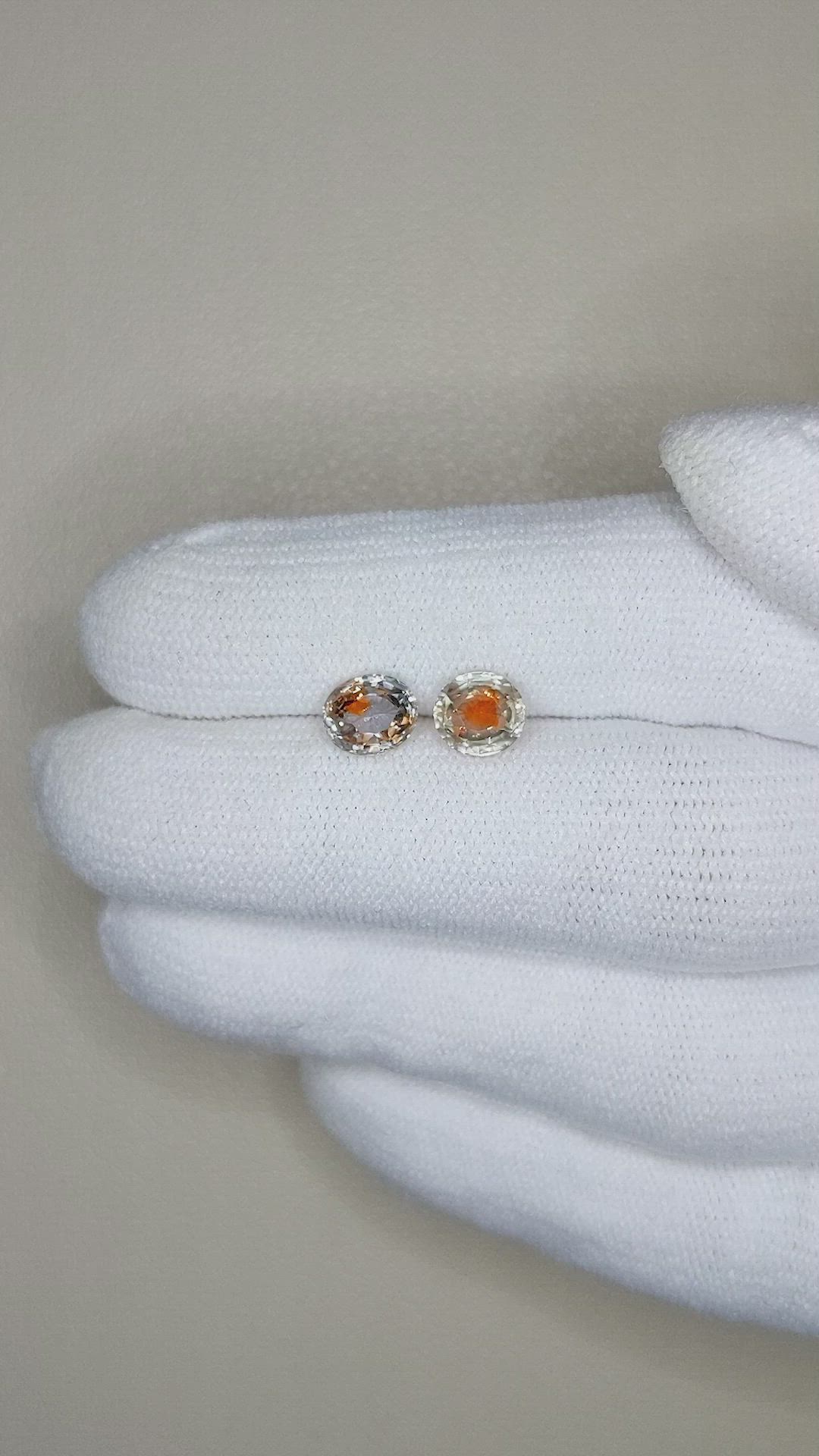 2.42&nbsp;Ct.Tw.Total Carat Weight Bi Color Sapphire Pair from Montana Size Video