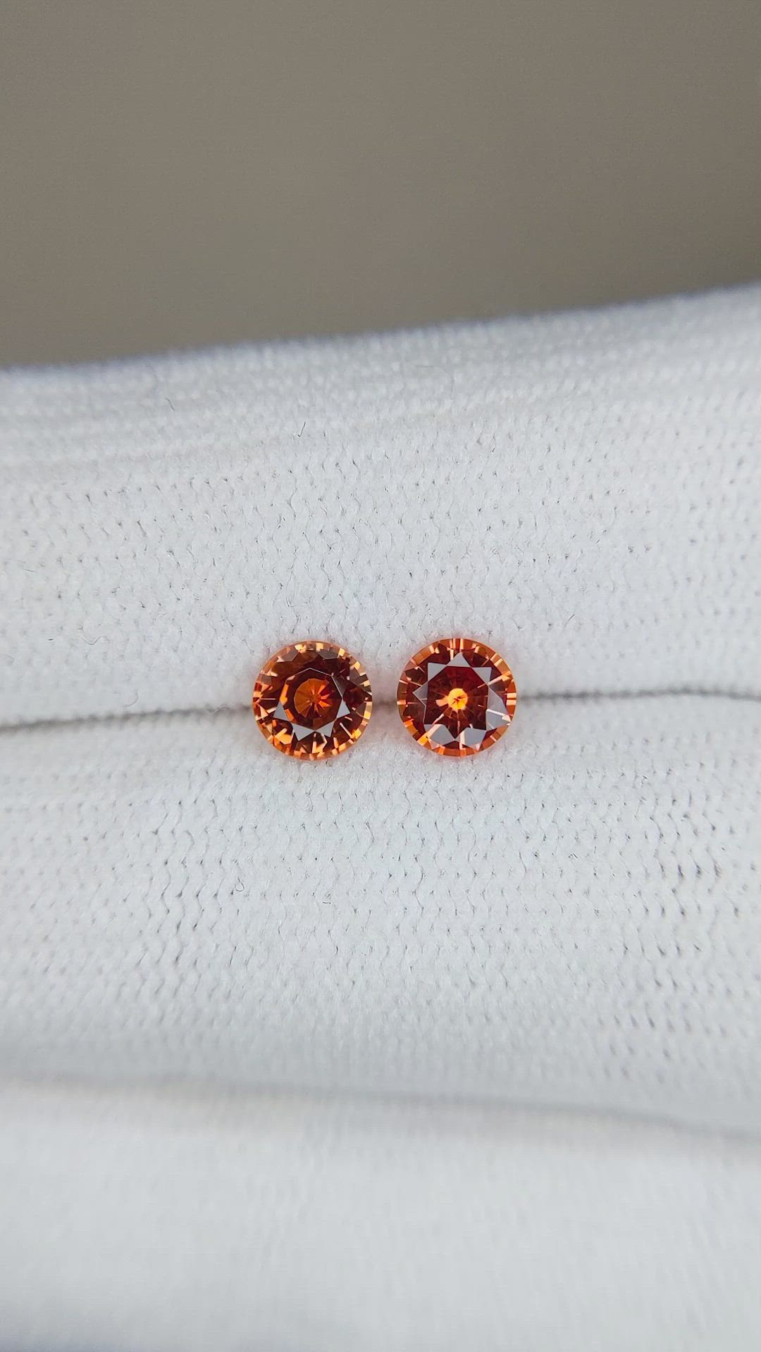 0.89&nbsp;Ct.Tw.Total Carat Weight Orange Sapphire Pair from Montana Size Video