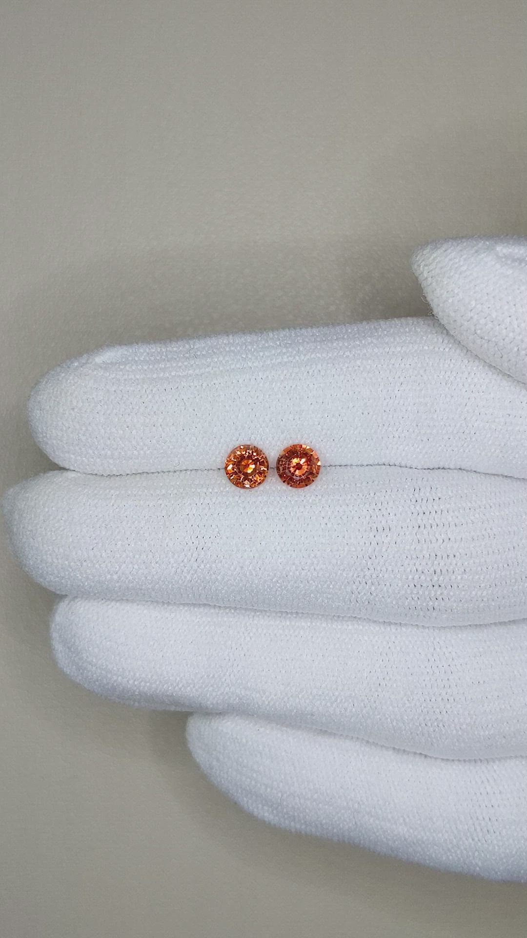 0.89&nbsp;Ct.Tw.Total Carat Weight Orange Sapphire Pair from Montana Size Video