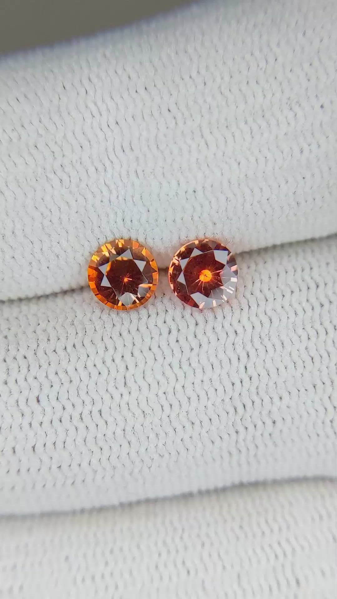 1.05 Ct.Tw.Total Carat Weight Orange Sapphire Pair from Montana Size Video