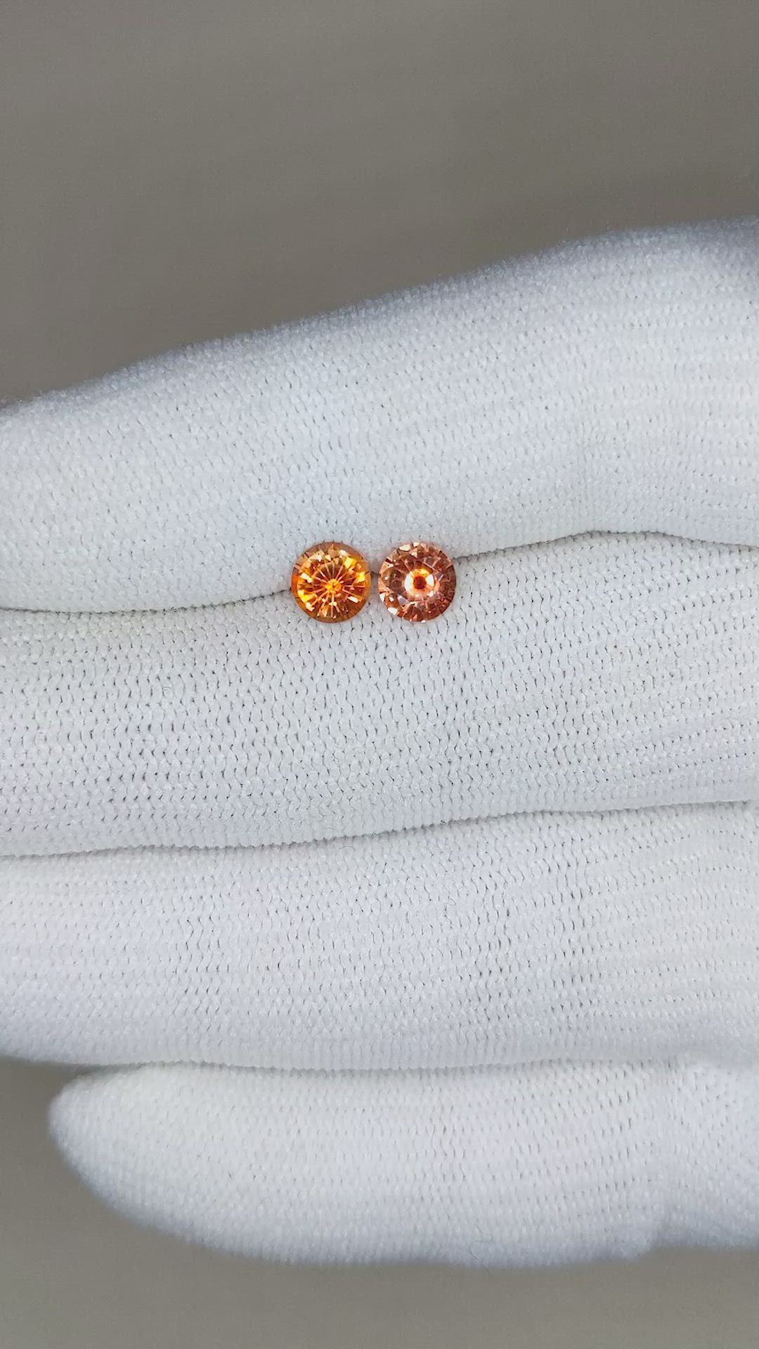 1.05 Ct.Tw.Total Carat Weight Orange Sapphire Pair from Montana Size Video