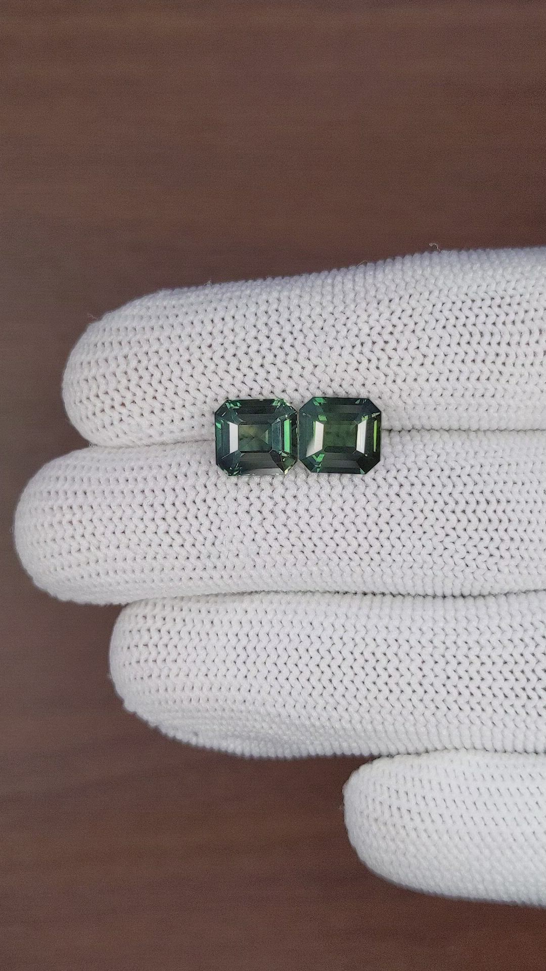 7.16&nbsp;Ct.Tw.Total Carat Weight Bluish Green Sapphire Pair from Madagascar Size Video