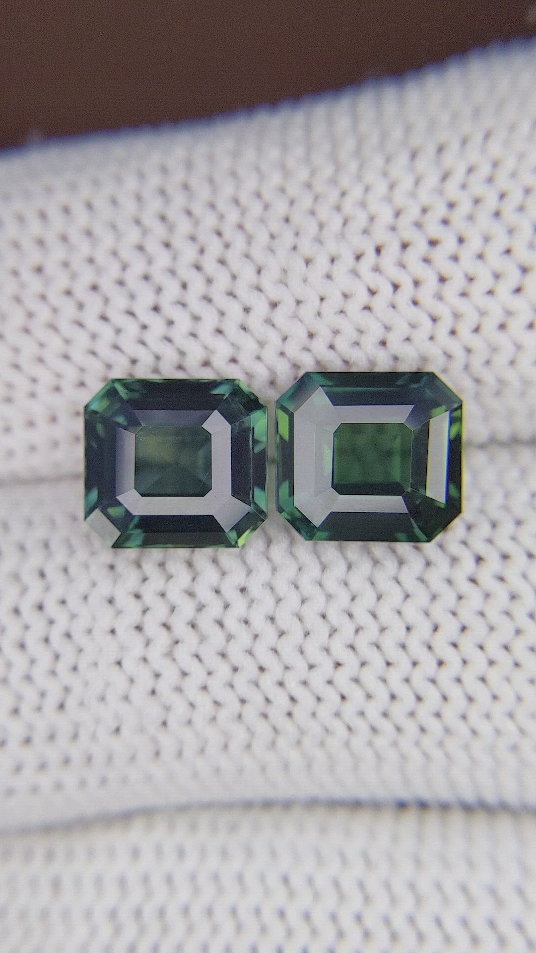 7.16&nbsp;Ct.Tw.Total Carat Weight Bluish Green Sapphire Pair from Madagascar Size Video