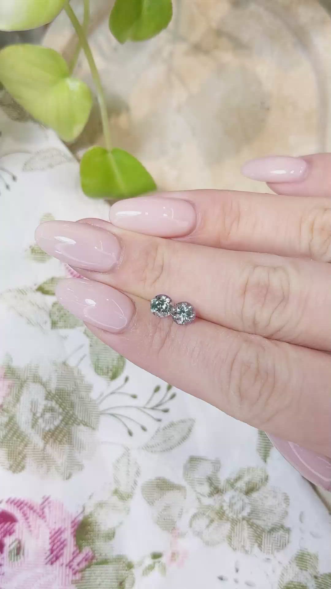 1.61&nbsp;Ct.Tw.Total Carat Weight Bluish Green Sapphire Pair from Montana Size Video