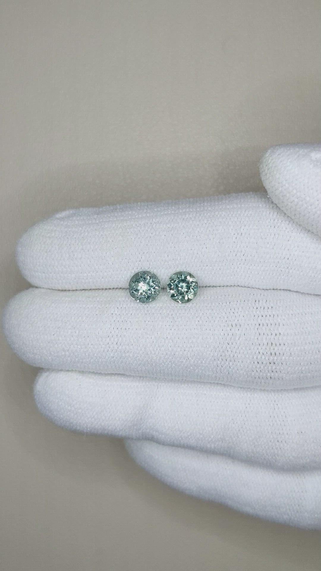 1.61&nbsp;Ct.Tw.Total Carat Weight Bluish Green Sapphire Pair from Montana Size Video
