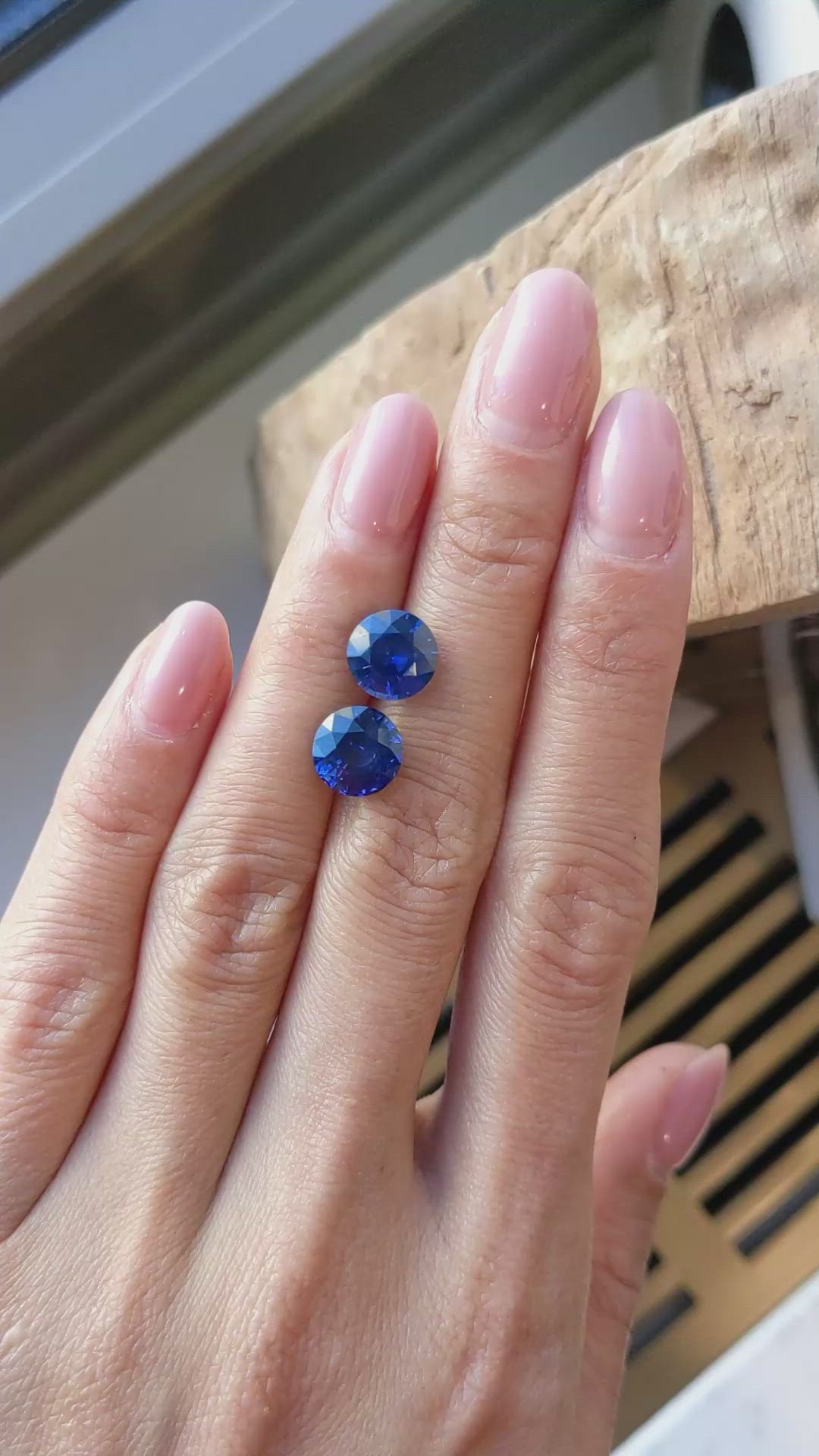 6.09 Ct.Tw.Total Carat Weight Blue Sapphire Pair from Ceylon (Sri Lanka) Size Video