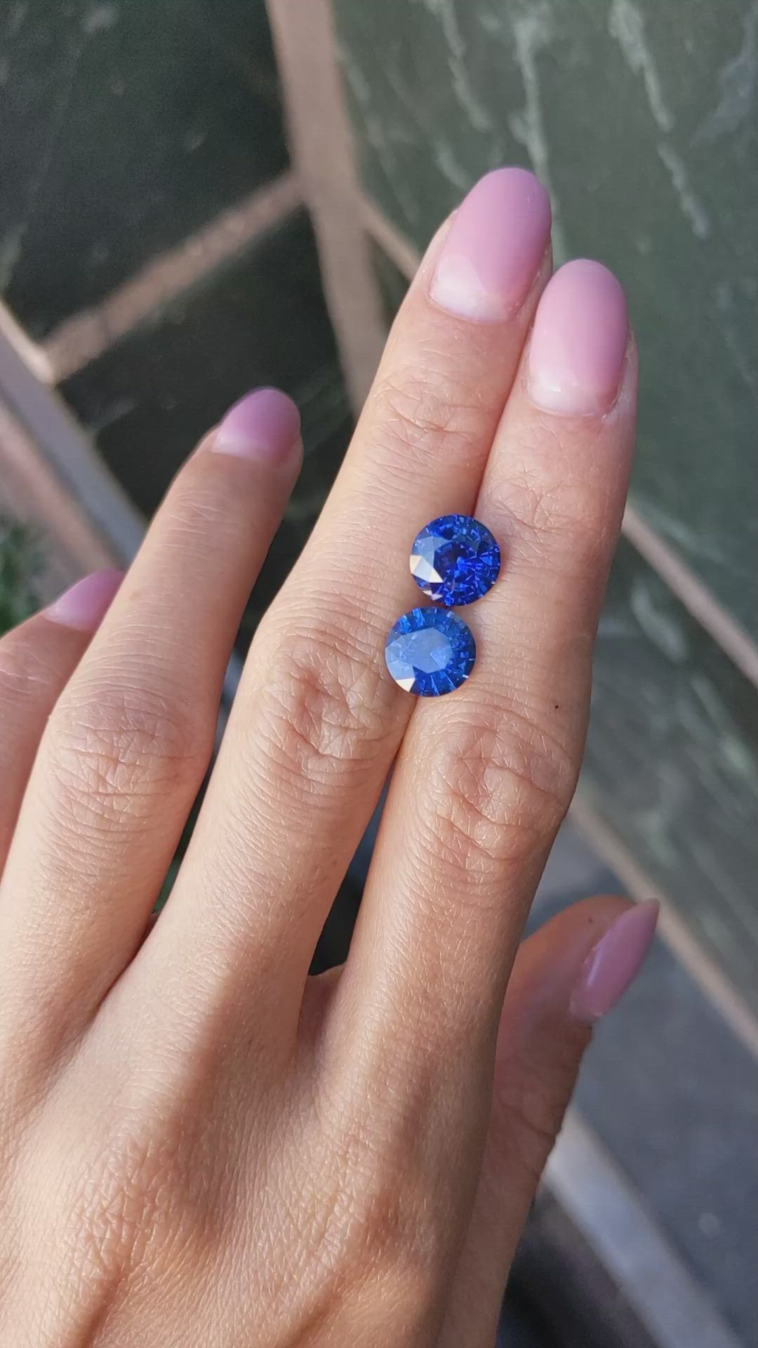 6.09 Ct.Tw.Total Carat Weight Blue Sapphire Pair from Ceylon (Sri Lanka) Size Video