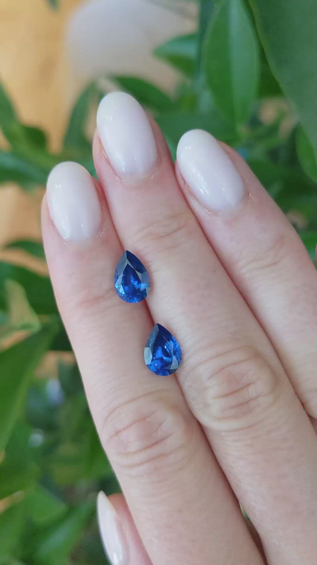 3.18 Ct.Tw.Total Carat Weight Blue Sapphire Pair from Ceylon (Sri Lanka) Size Video