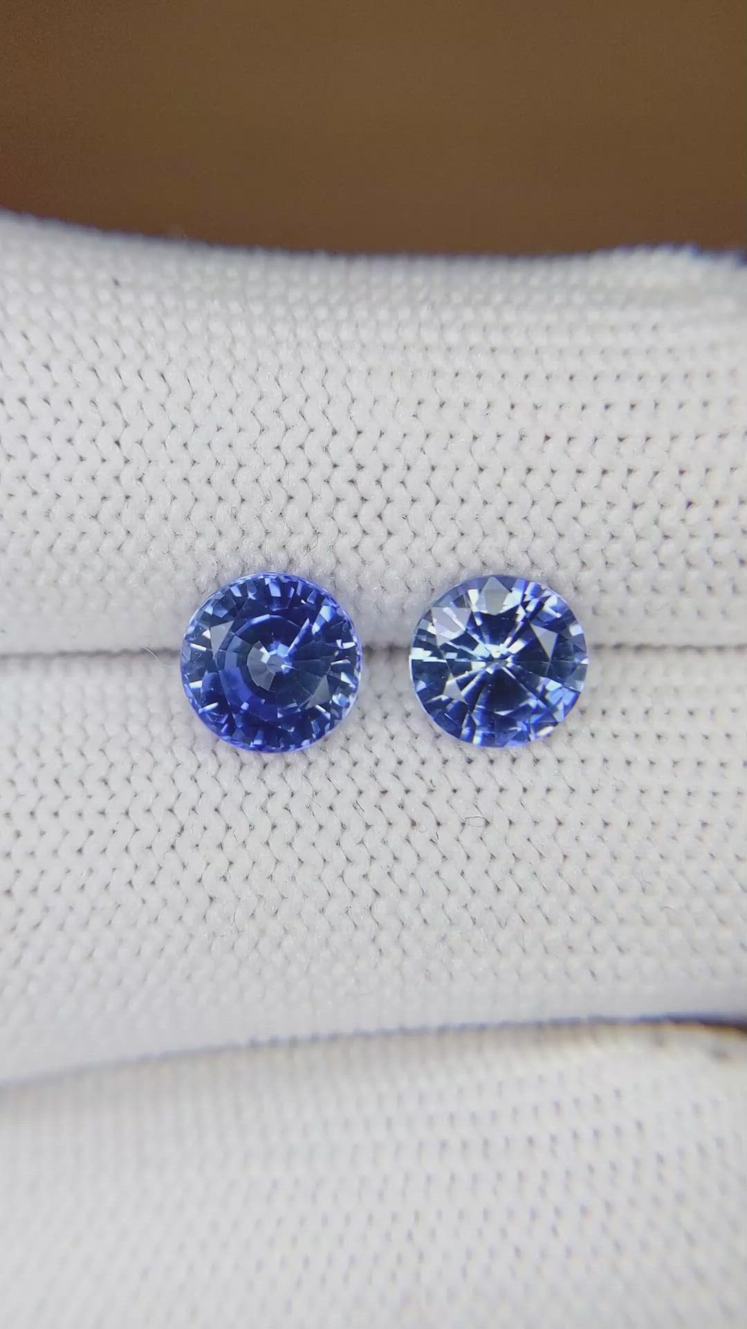 3.24 Ct.Tw.Total Carat Weight Blue Sapphire Pair from Ceylon (Sri Lanka) Size Video