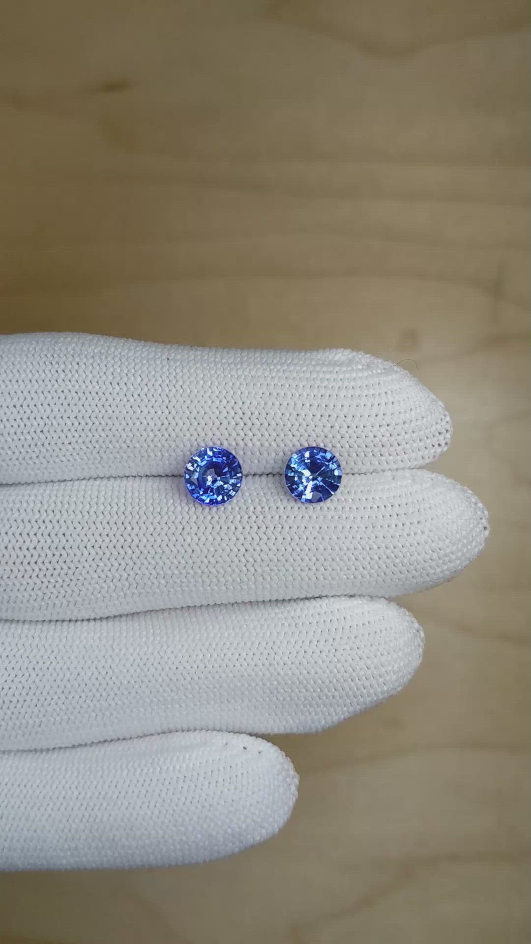 3.24 Ct.Tw.Total Carat Weight Blue Sapphire Pair from Ceylon (Sri Lanka) Size Video