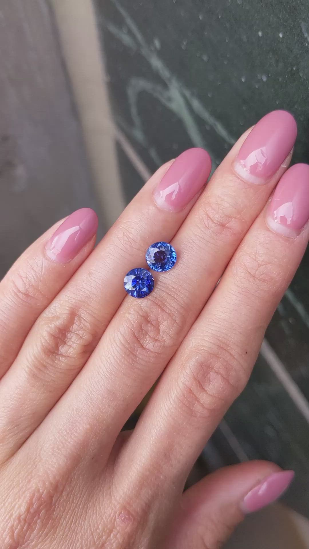 3.60 Ct.Tw.Total Carat Weight Blue Sapphire Pair from Ceylon (Sri Lanka) Size Video