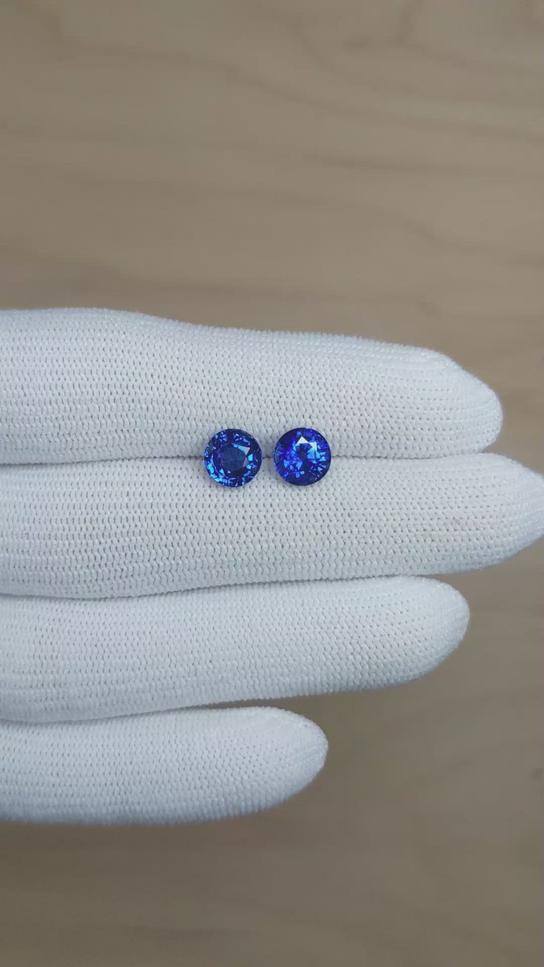 3.60 Ct.Tw.Total Carat Weight Blue Sapphire Pair from Ceylon (Sri Lanka) Size Video