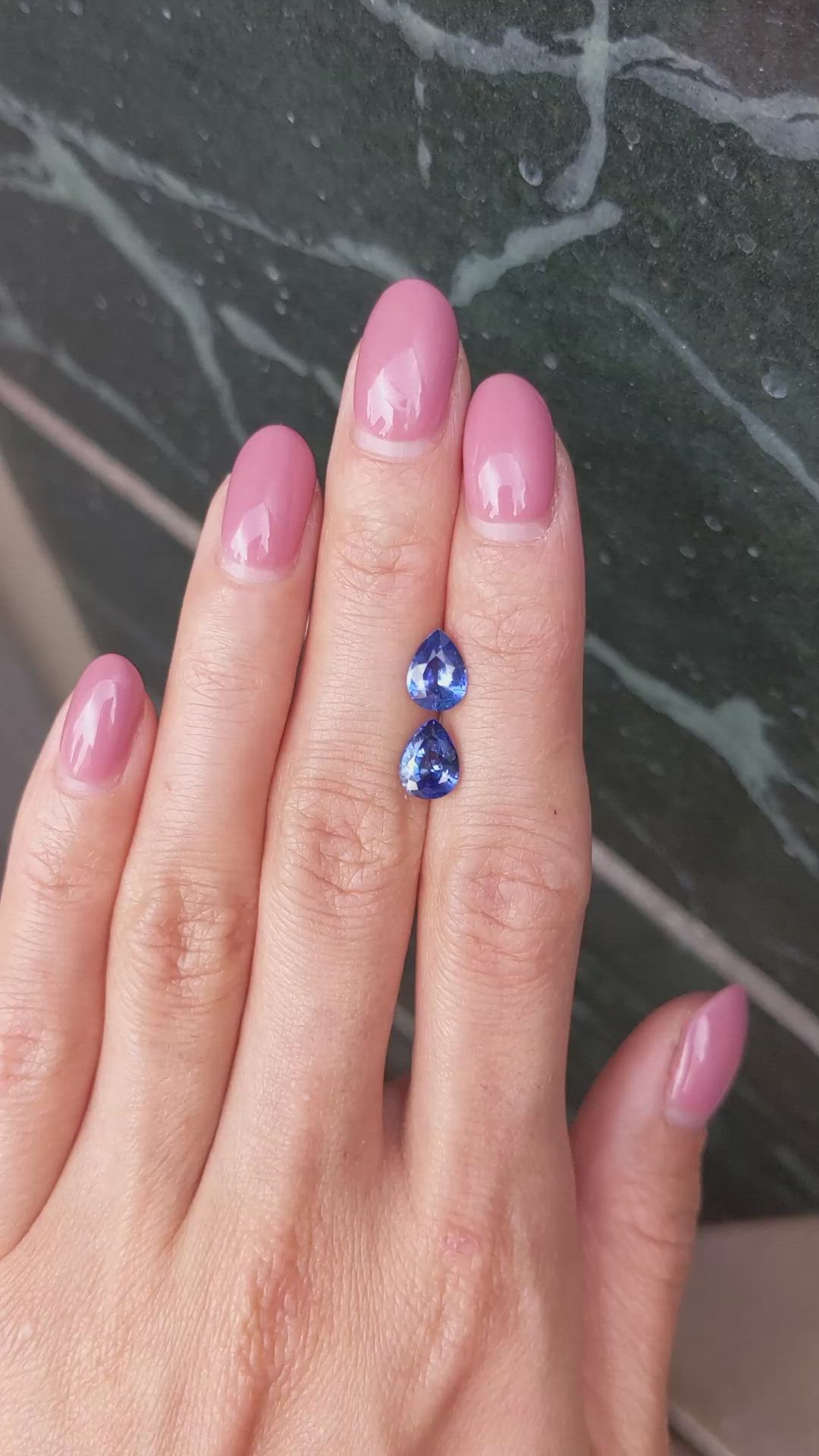 2.92&nbsp;Ct.Tw.Total Carat Weight Blue Sapphire Pair from Ceylon (Sri Lanka) Size Video