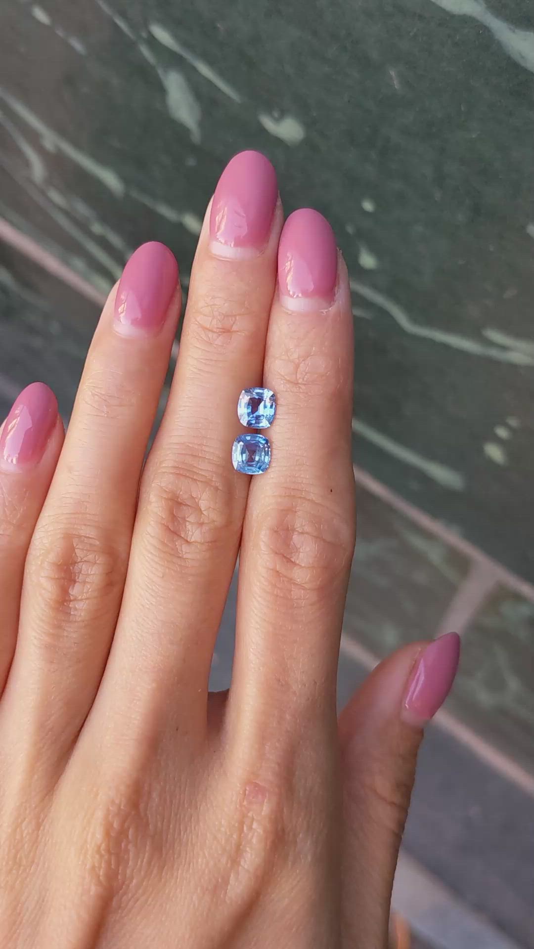 2.19&nbsp;Ct.Tw.Total Carat Weight Blue Sapphire Pair from Ceylon (Sri Lanka) Size Video