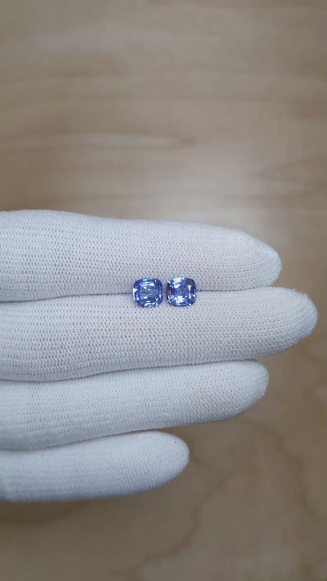 2.19&nbsp;Ct.Tw.Total Carat Weight Blue Sapphire Pair from Ceylon (Sri Lanka) Size Video