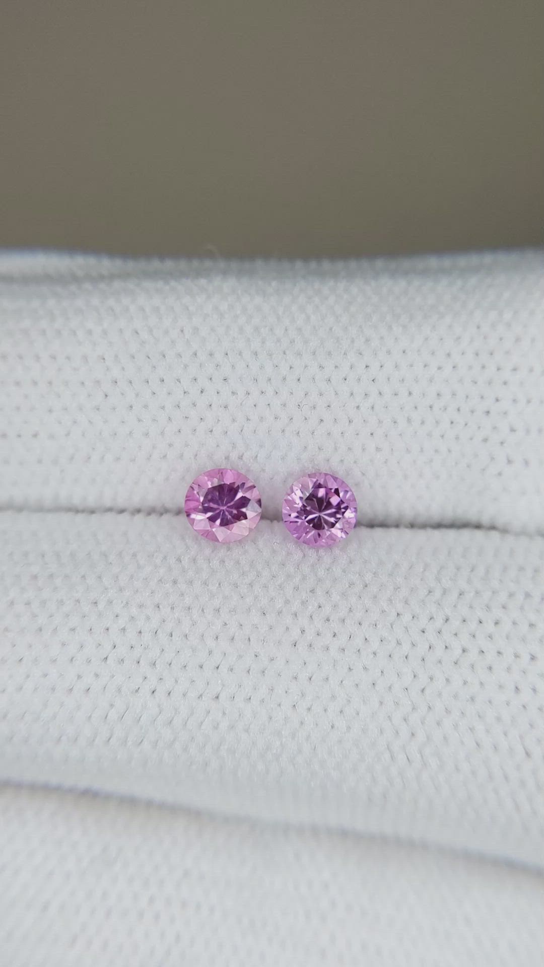 0.70 Ct.Tw.Total Carat Weight Purplish Pink Sapphire Pair from Ceylon (Sri Lanka) Size Video