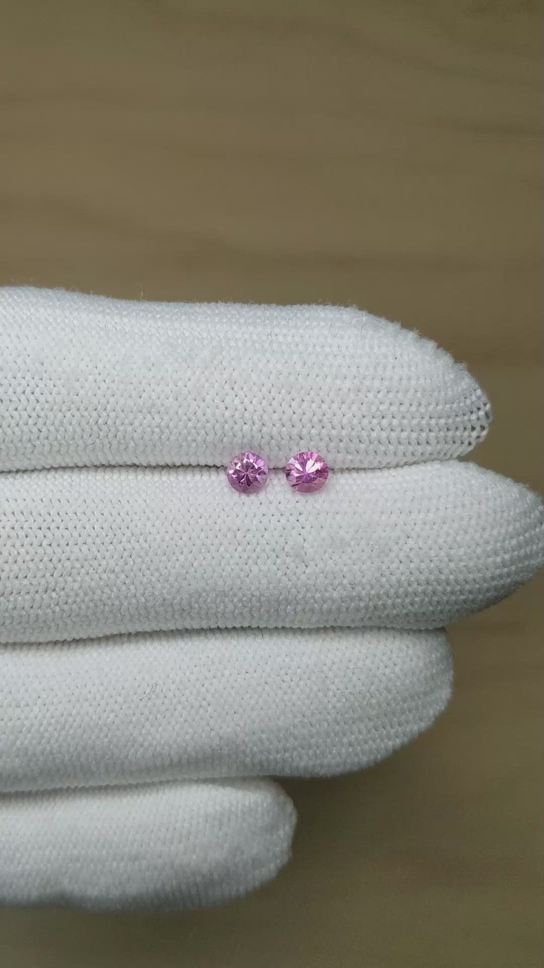 0.70&nbsp;Ct.Tw.Total Carat Weight Purplish Pink Sapphire Pair from Ceylon (Sri Lanka) Size Video