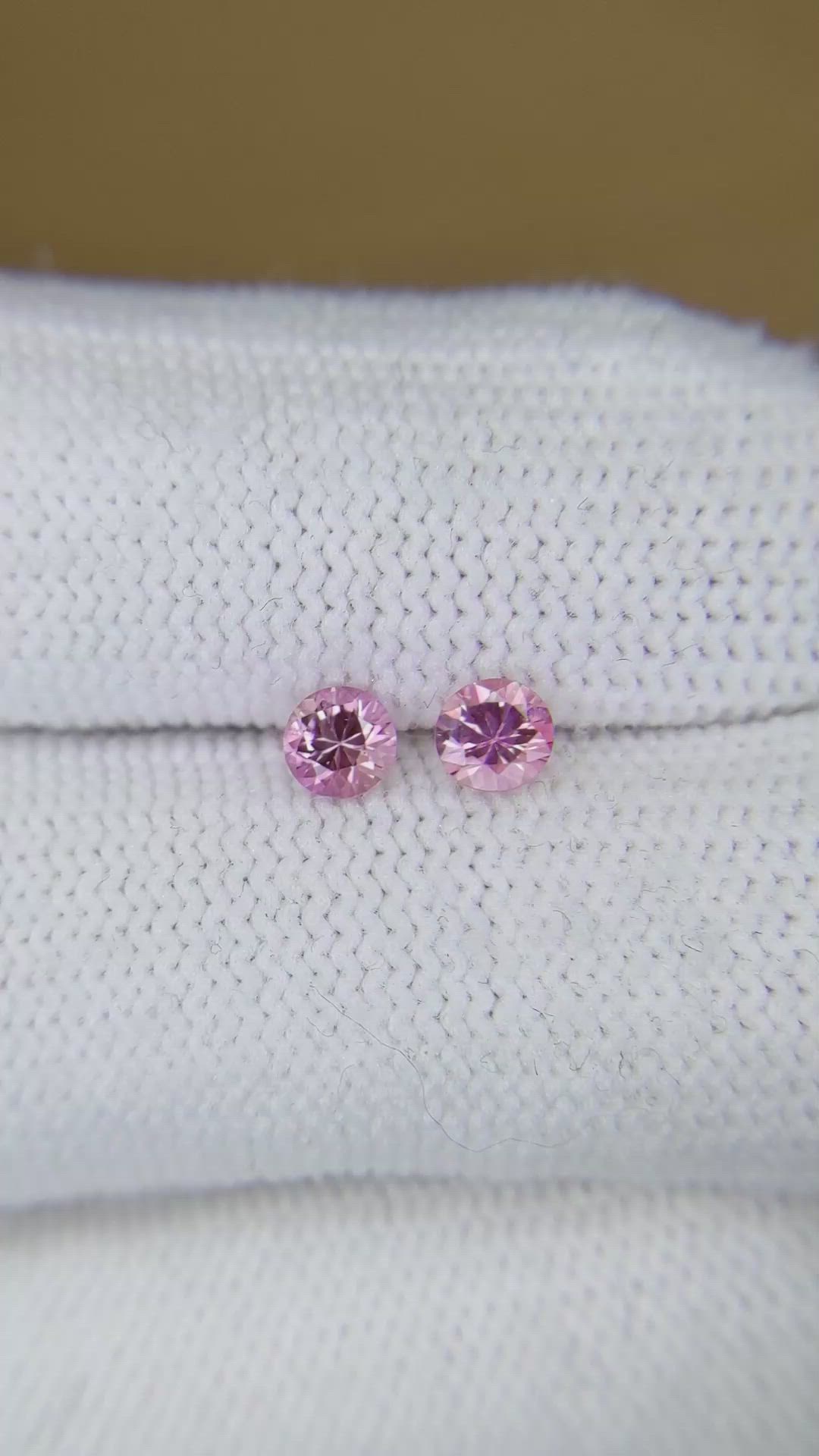 0.70&nbsp;Ct.Tw.Total Carat Weight Purplish Pink Sapphire Pair from Ceylon (Sri Lanka) Size Video