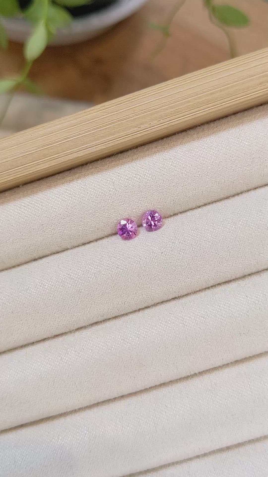 0.70 Ct.Tw.Total Carat Weight Purplish Pink Sapphire Pair from Ceylon (Sri Lanka) Size Video