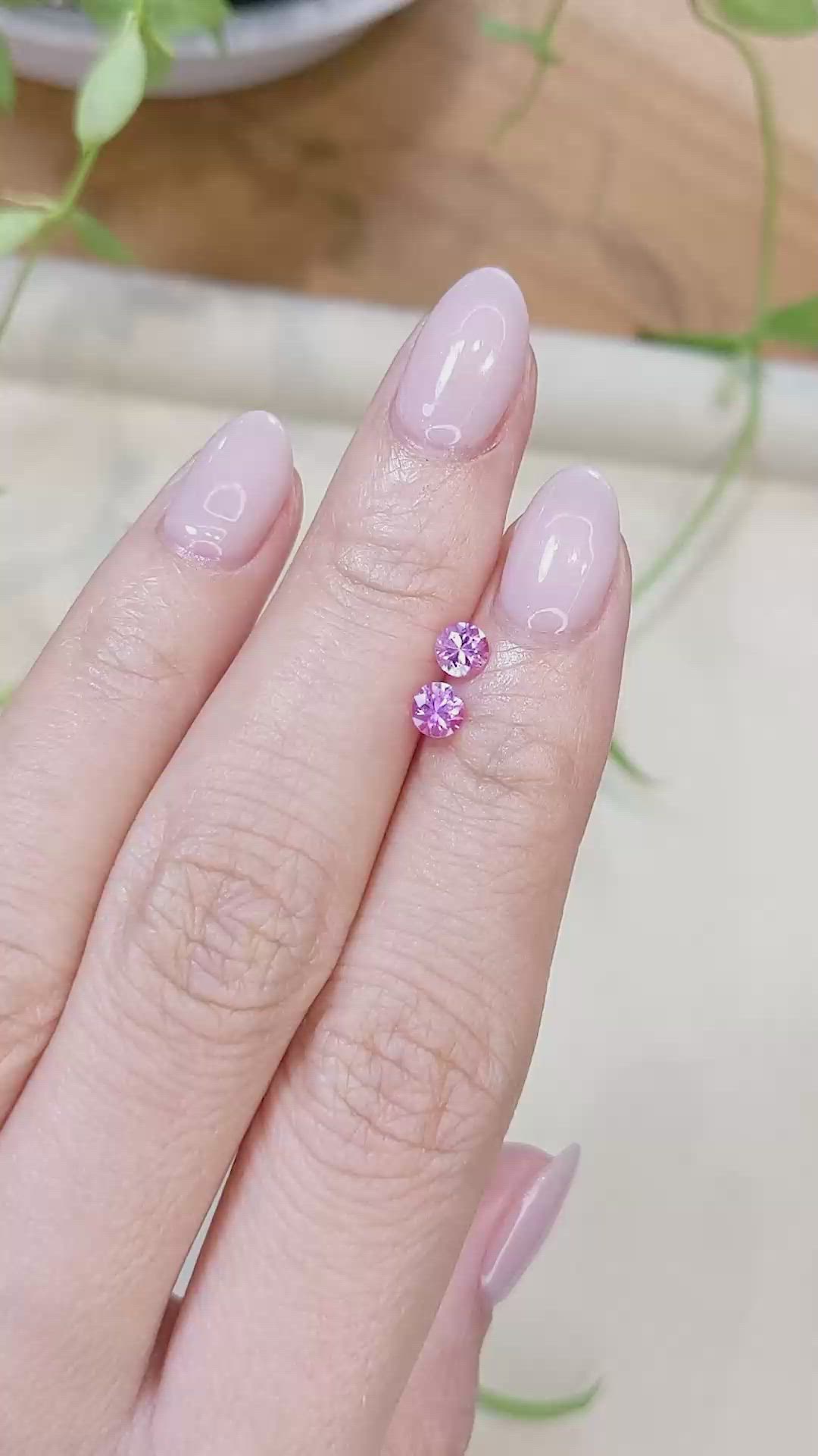 0.70 Ct.Tw.Total Carat Weight Purplish Pink Sapphire Pair from Ceylon (Sri Lanka) Size Video