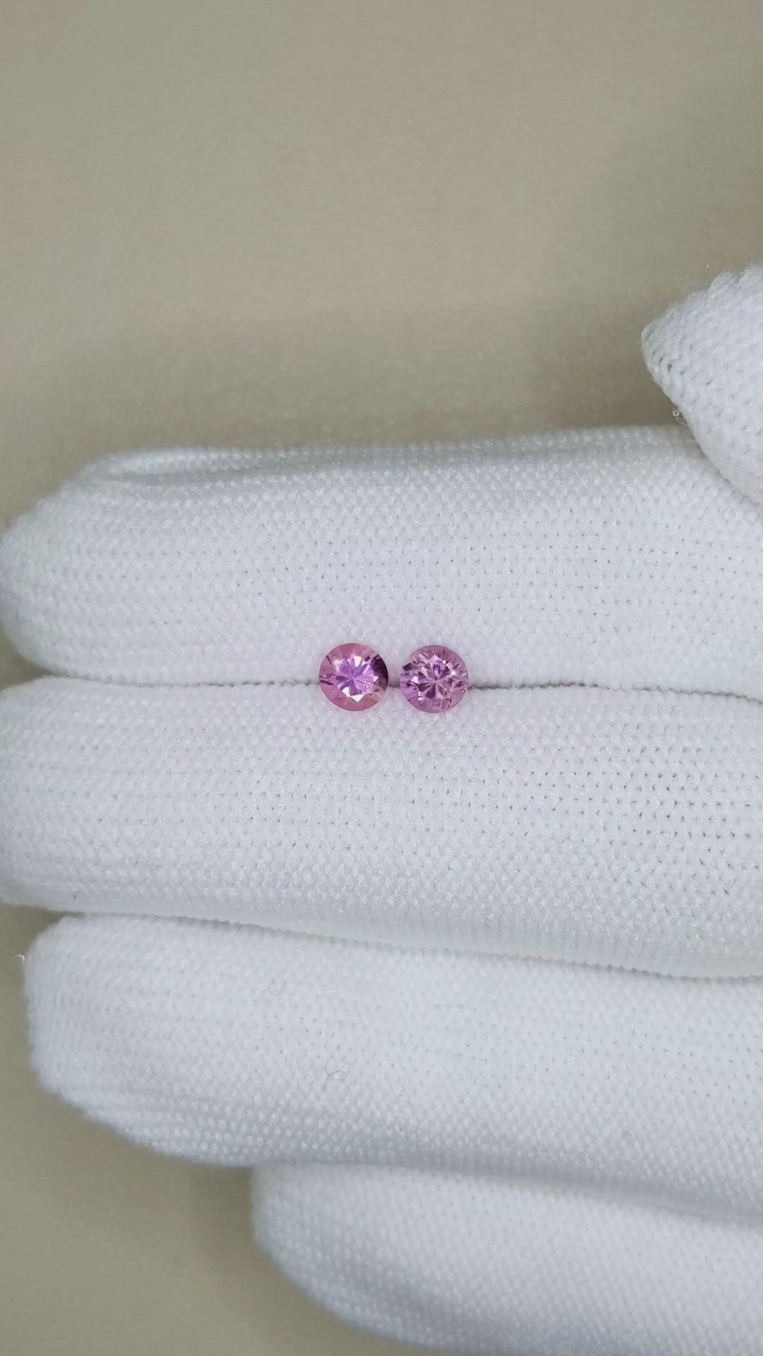 0.70 Ct.Tw.Total Carat Weight Purplish Pink Sapphire Pair from Ceylon (Sri Lanka) Size Video