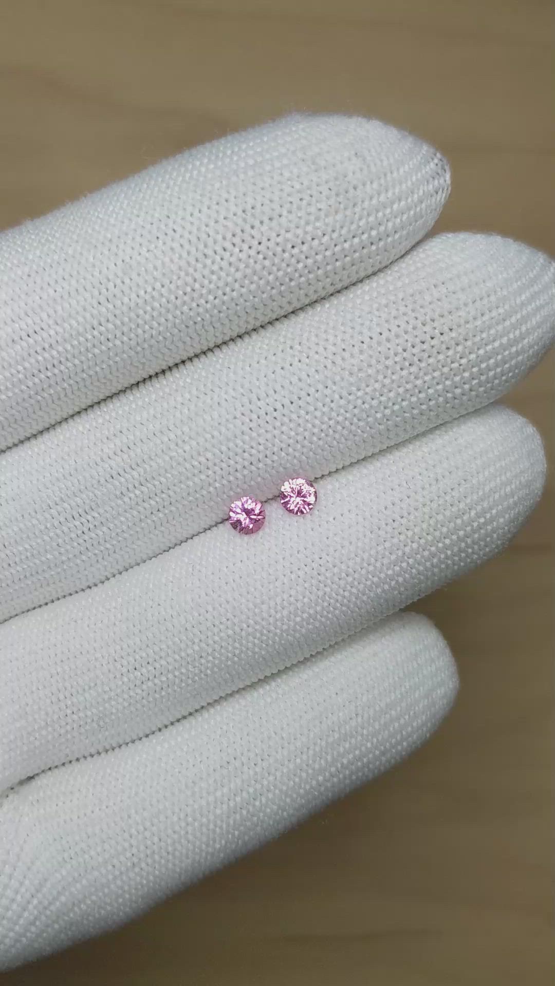 0.61&nbsp;Ct.Tw.Total Carat Weight Purplish Pink Sapphire Pair from Ceylon (Sri Lanka) Size Video