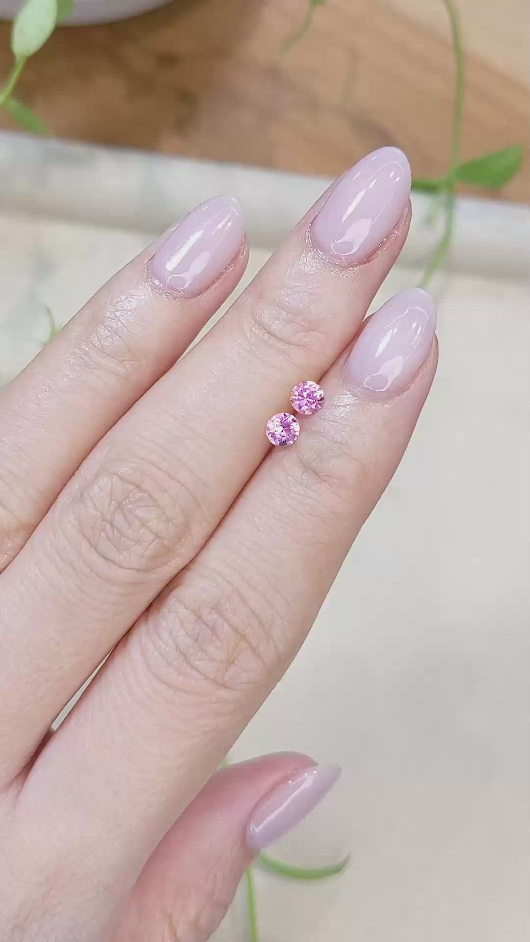 0.58 Ct.Tw.Total Carat Weight Pink Sapphire Pair from Ceylon (Sri Lanka) Size Video