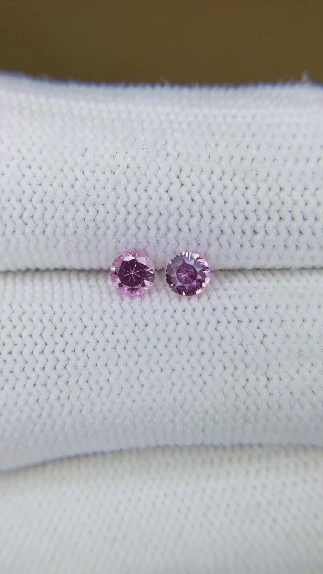 0.58&nbsp;Ct.Tw.Total Carat Weight Pink Sapphire Pair from Ceylon (Sri Lanka) Size Video