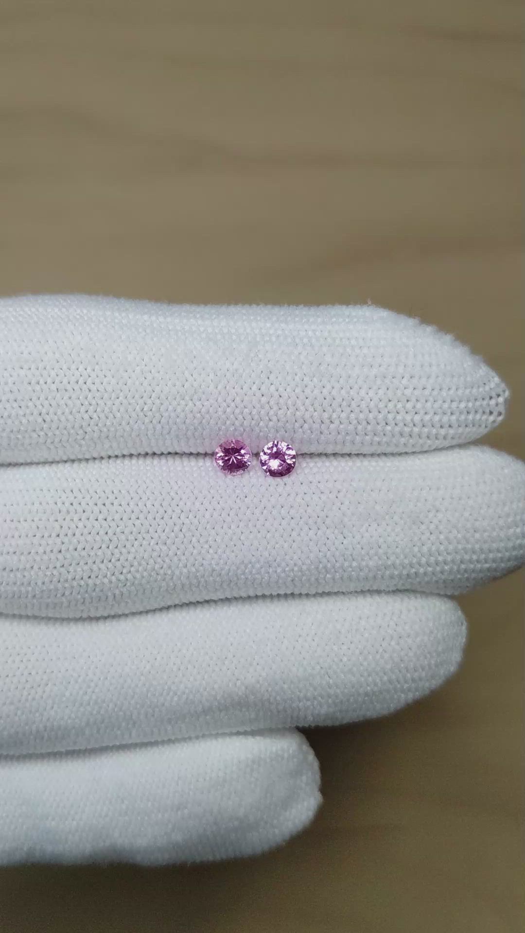 0.58&nbsp;Ct.Tw.Total Carat Weight Pink Sapphire Pair from Ceylon (Sri Lanka) Size Video