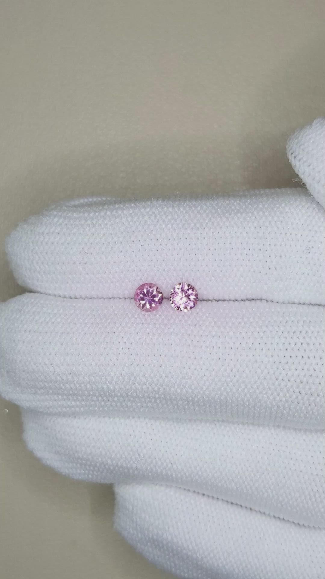 0.58 Ct.Tw.Total Carat Weight Pink Sapphire Pair from Ceylon (Sri Lanka) Size Video