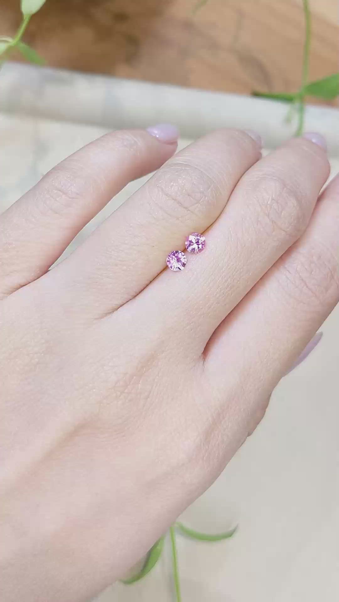 0.58 Ct.Tw.Total Carat Weight Pink Sapphire Pair from Ceylon (Sri Lanka) Size Video