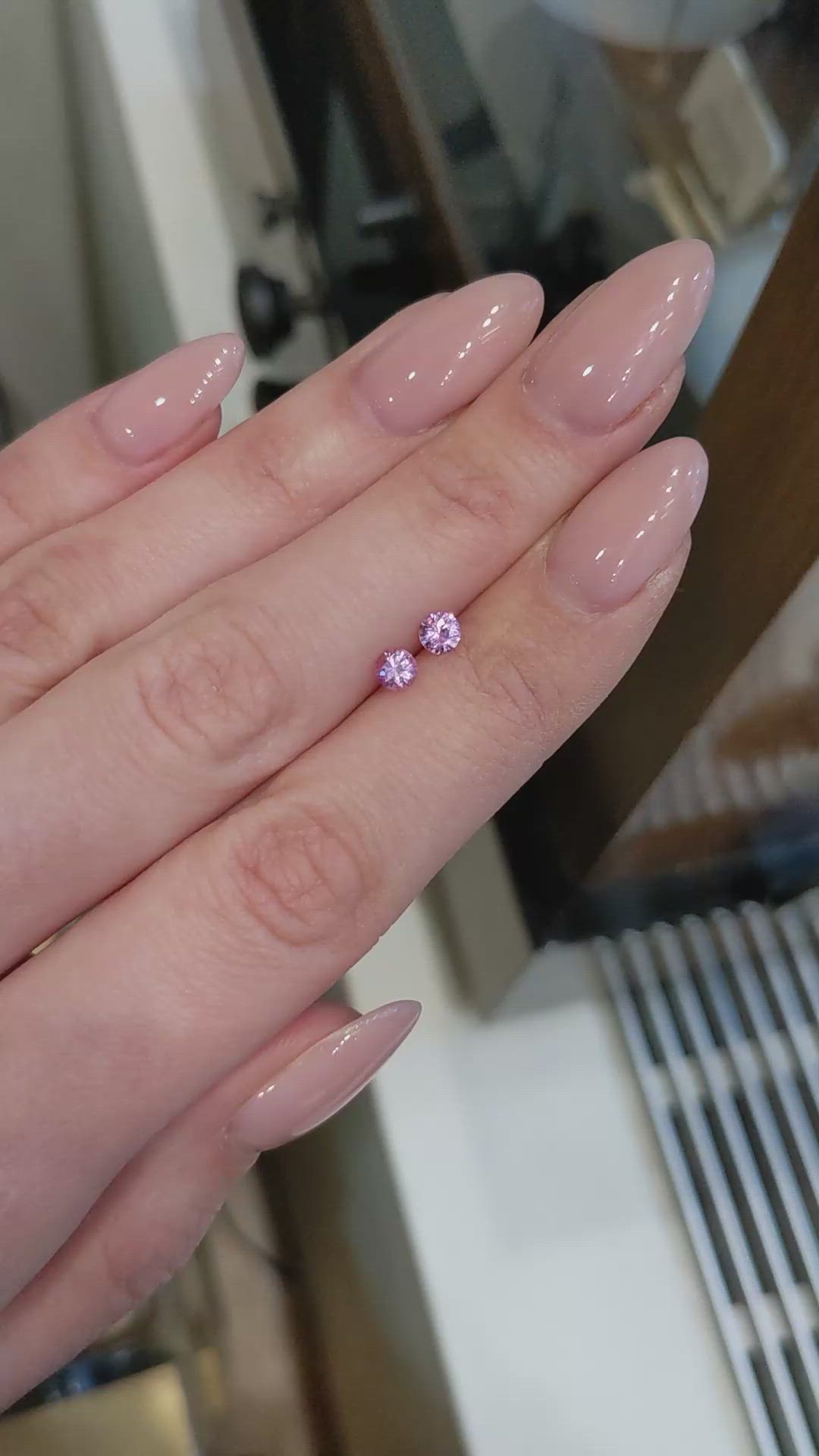 0.58&nbsp;Ct.Tw.Total Carat Weight Pink Sapphire Pair from Ceylon (Sri Lanka) Size Video