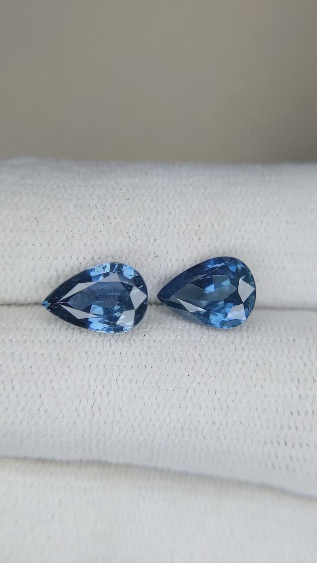 4.06 Ct.Tw.Total Carat Weight Blue Sapphire Pair from Ceylon (Sri Lanka) Size Video