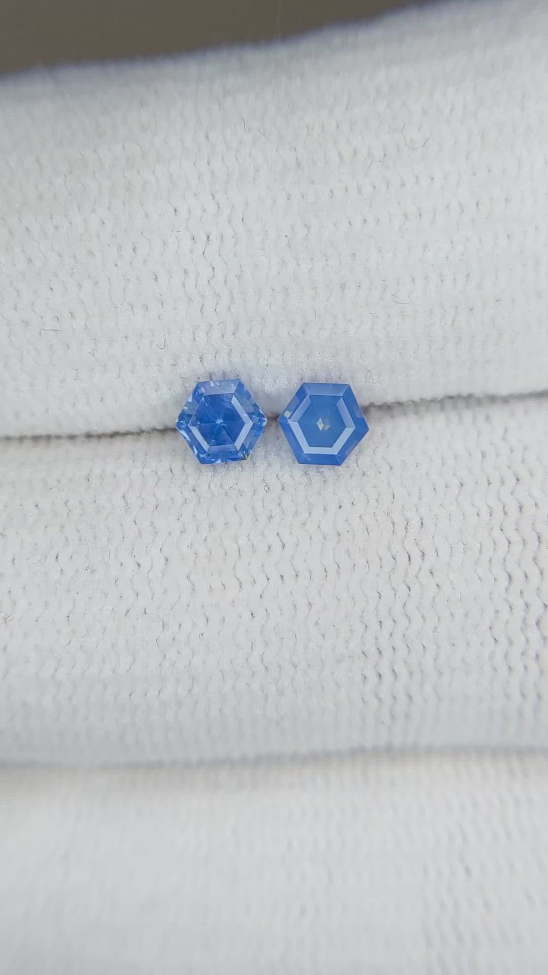 0.71 Ct.Tw.Total Carat Weight Blue Sapphire Pair from Ceylon (Sri Lanka) Size Video