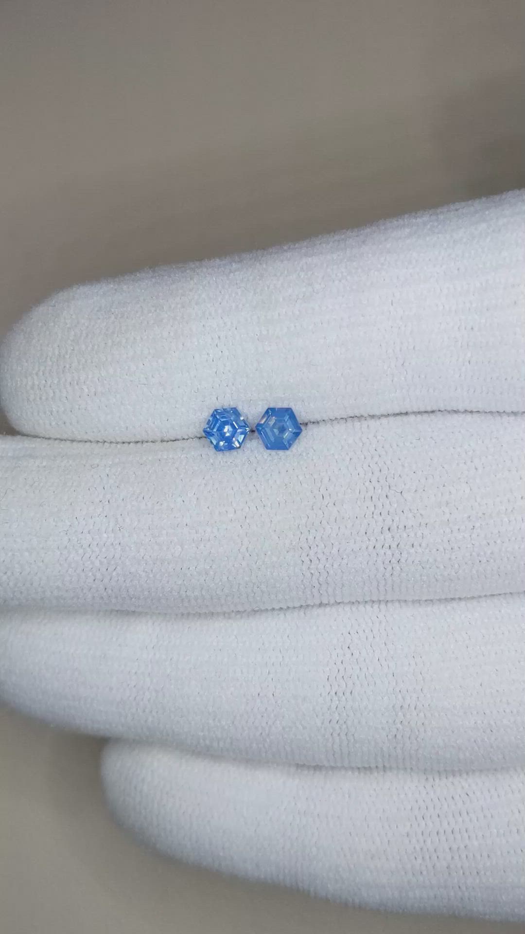 0.71 Ct.Tw.Total Carat Weight Blue Sapphire Pair from Ceylon (Sri Lanka) Size Video