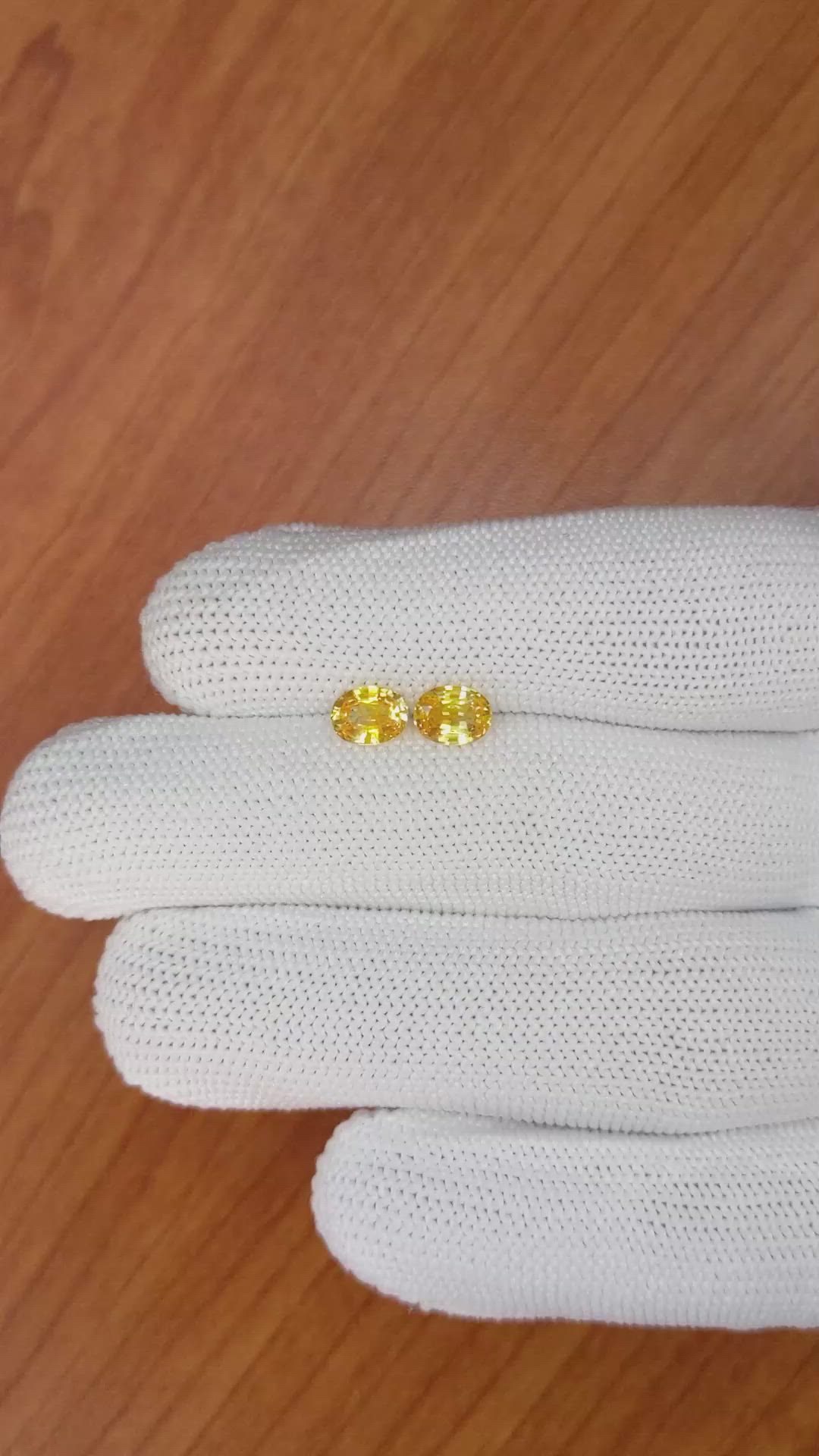 1.44 Ct.Tw.Total Carat Weight Yellow Sapphire Pair from Ceylon (Sri Lanka) Size Video