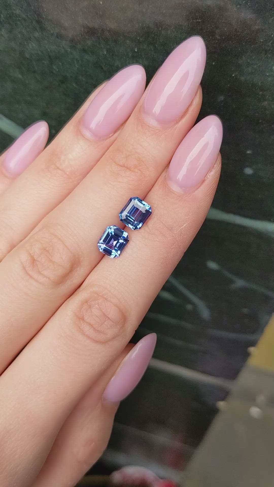 4.14 Ct.Tw.Total Carat Weight Blue Sapphire Pair from Ceylon (Sri Lanka) Size Video