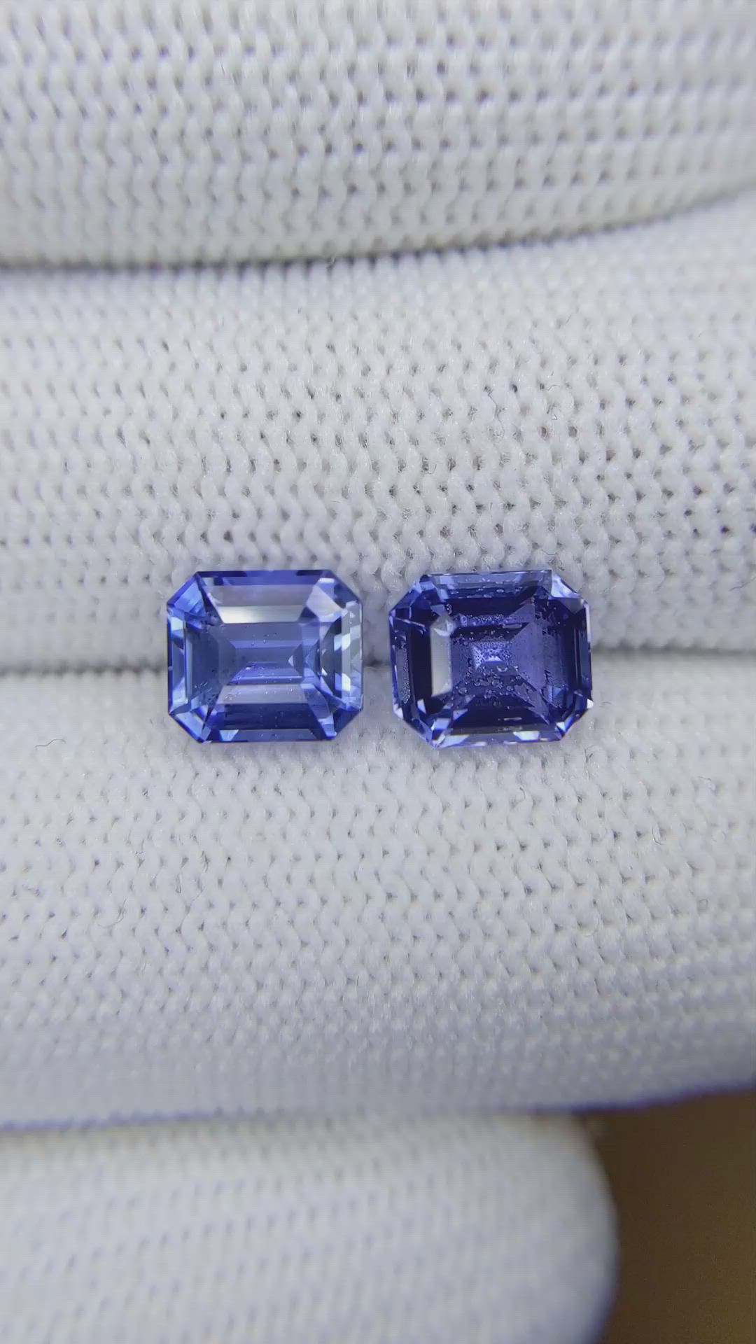 4.14 Ct.Tw.Total Carat Weight Blue Sapphire Pair from Ceylon (Sri Lanka) Size Video
