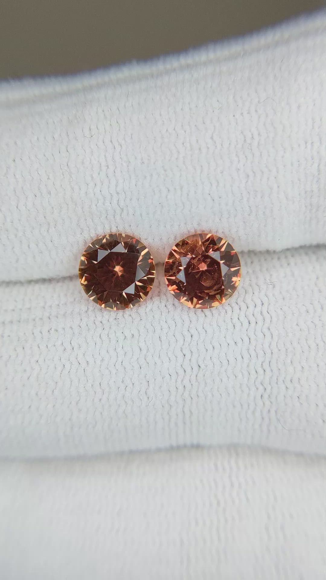 2.80 Ct.Tw.Total Carat Weight Peach Sapphire Pair from Ceylon (Sri Lanka) Size Video