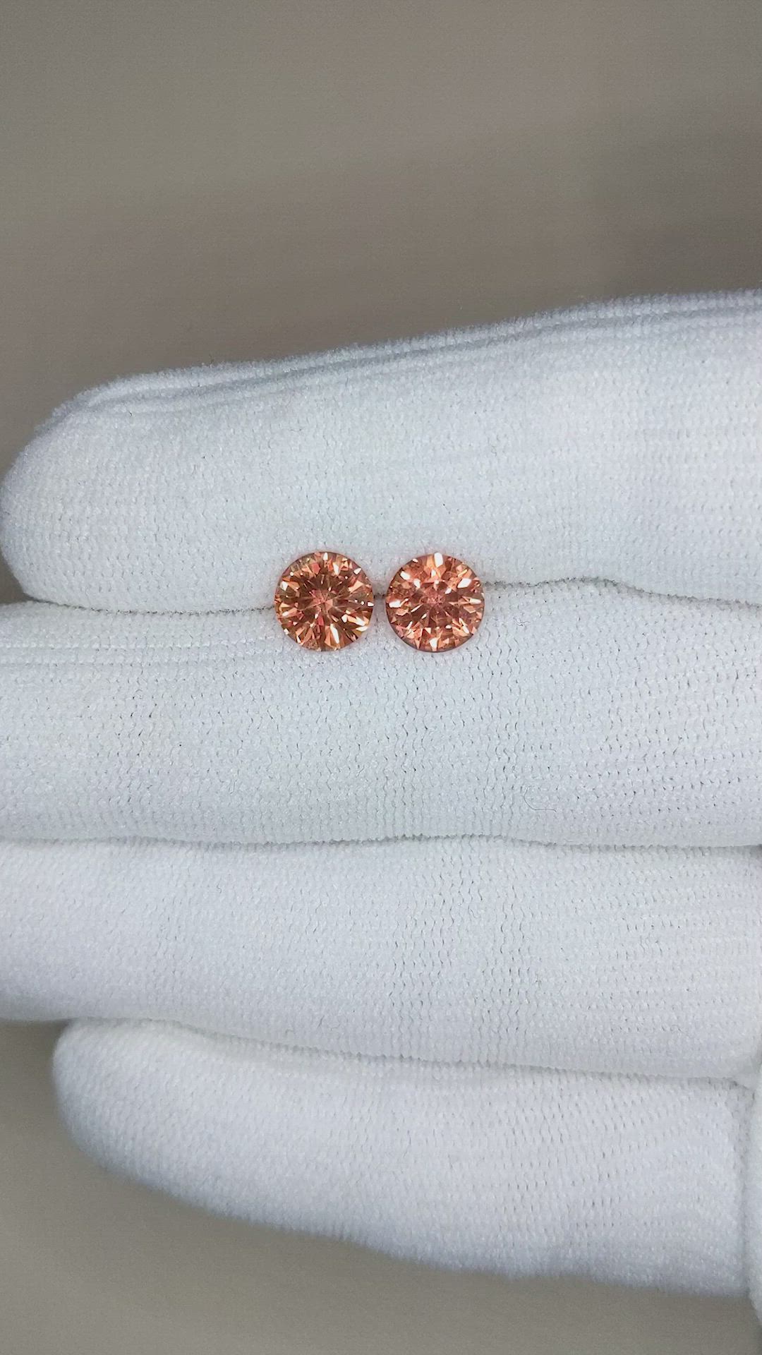 2.80 Ct.Tw.Total Carat Weight Peach Sapphire Pair from Ceylon (Sri Lanka) Size Video