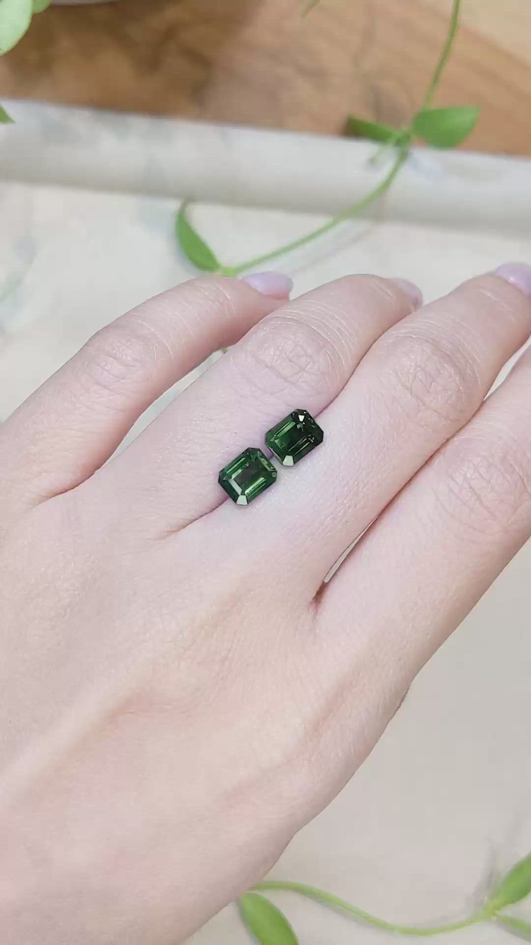 4.16&nbsp;Ct.Tw.Total Carat Weight Bluish Green Sapphire Pair from Madagascar Size Video