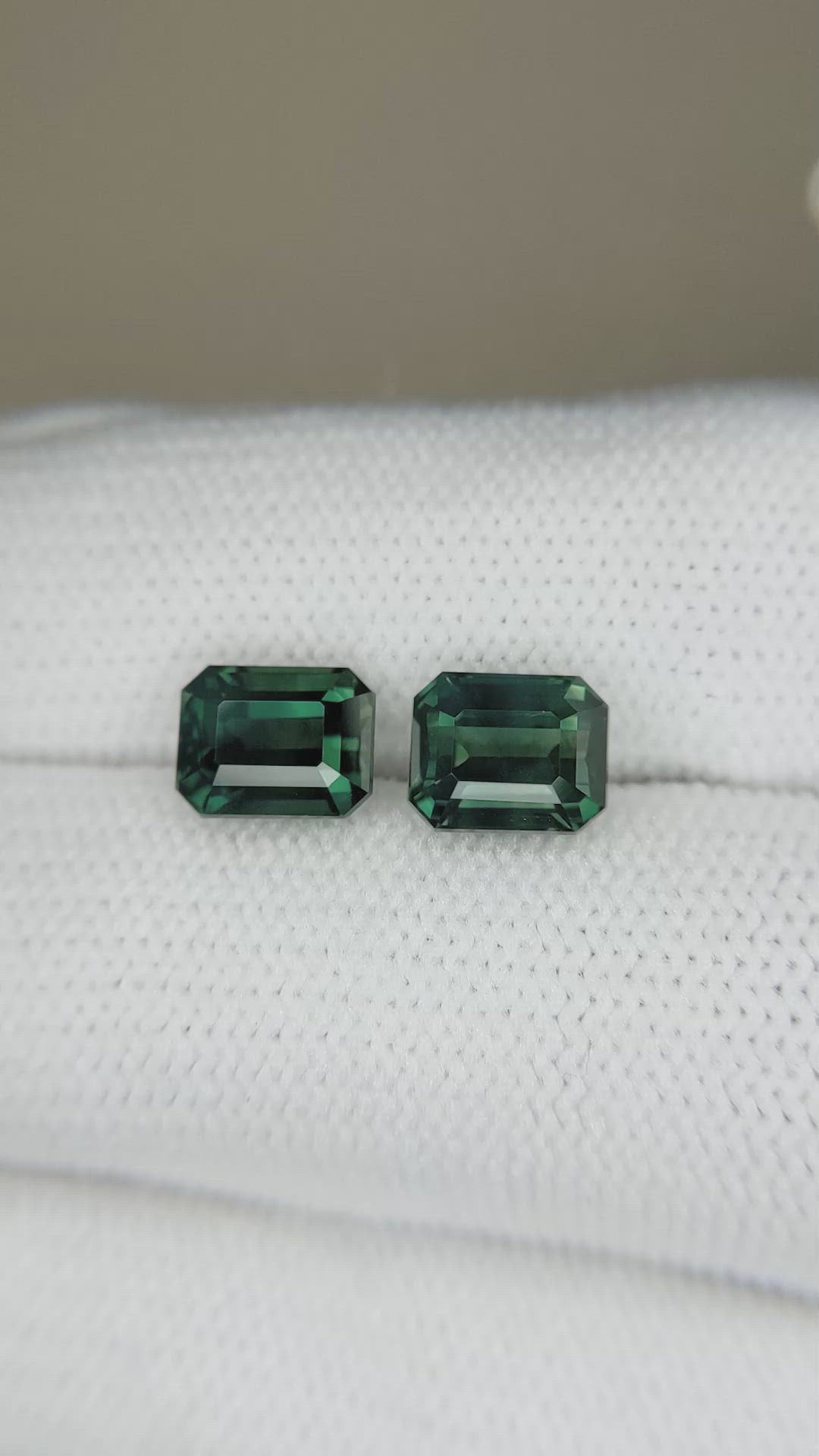 4.16&nbsp;Ct.Tw.Total Carat Weight Bluish Green Sapphire Pair from Madagascar Size Video