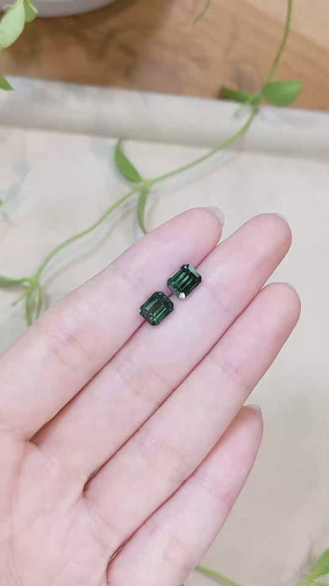 4.16&nbsp;Ct.Tw.Total Carat Weight Bluish Green Sapphire Pair from Madagascar Size Video