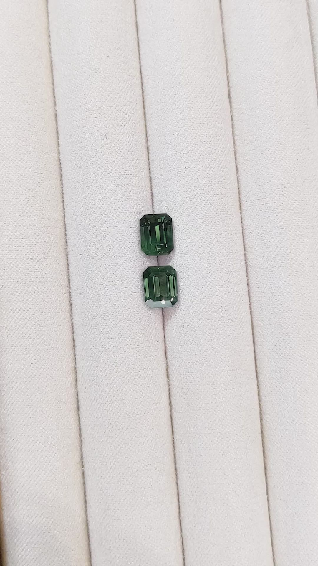 4.16&nbsp;Ct.Tw.Total Carat Weight Bluish Green Sapphire Pair from Madagascar Size Video