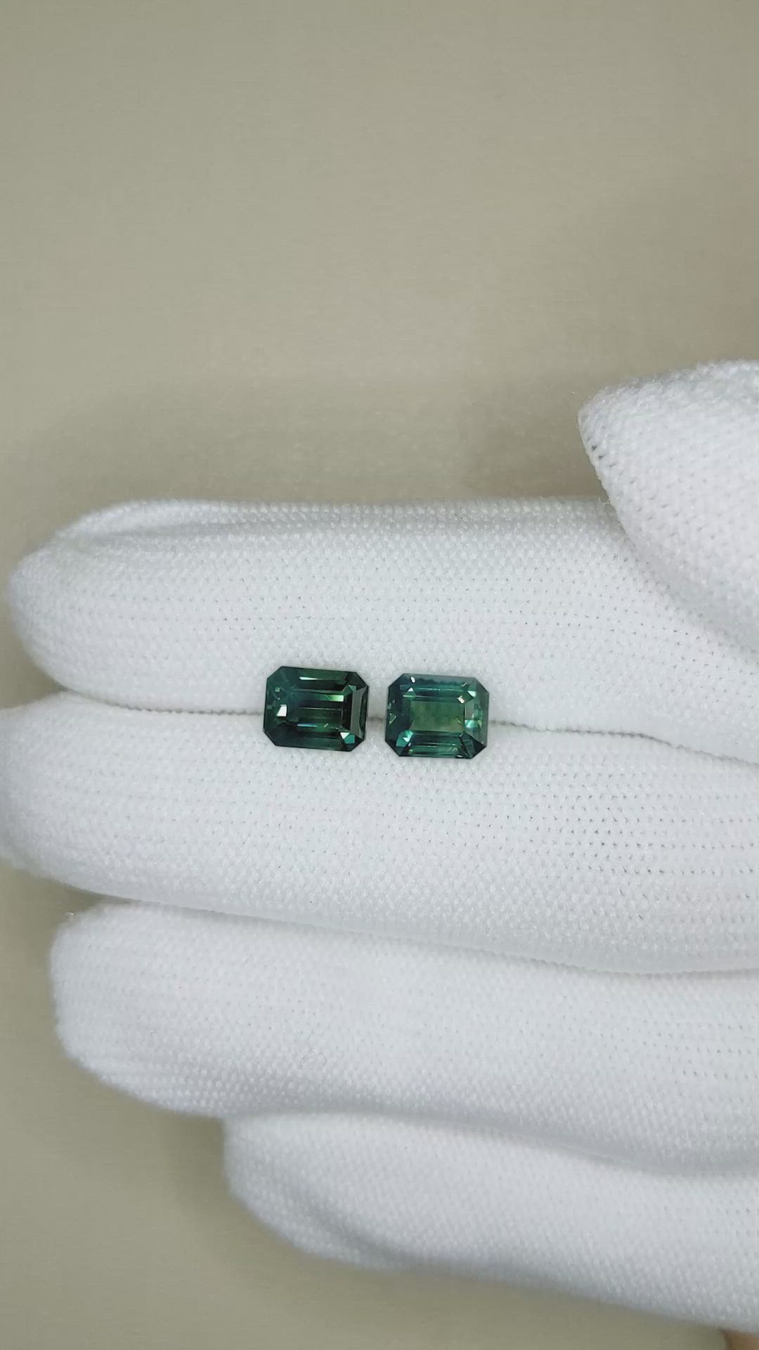 4.16&nbsp;Ct.Tw.Total Carat Weight Bluish Green Sapphire Pair from Madagascar Size Video