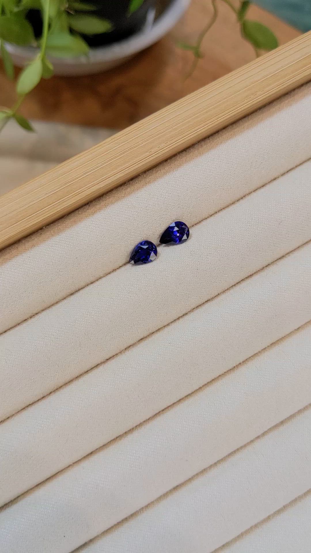 1.45 Ct.Tw.Total Carat Weight Purplish Blue Sapphire Pair from Ceylon (Sri Lanka) Size Video