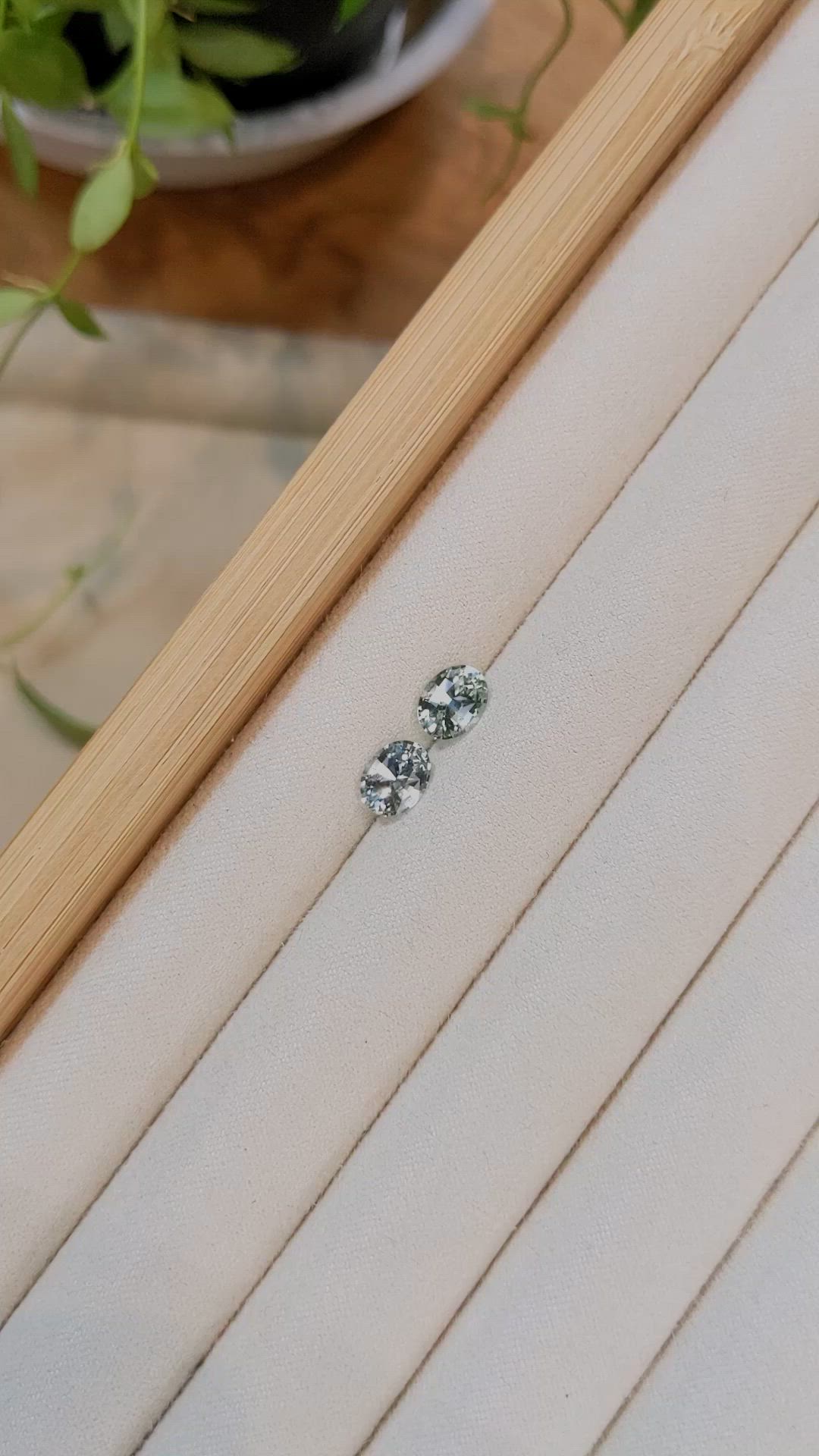 2.37 Ct.Tw.Total Carat Weight Green Sapphire Pair from Madagascar Size Video