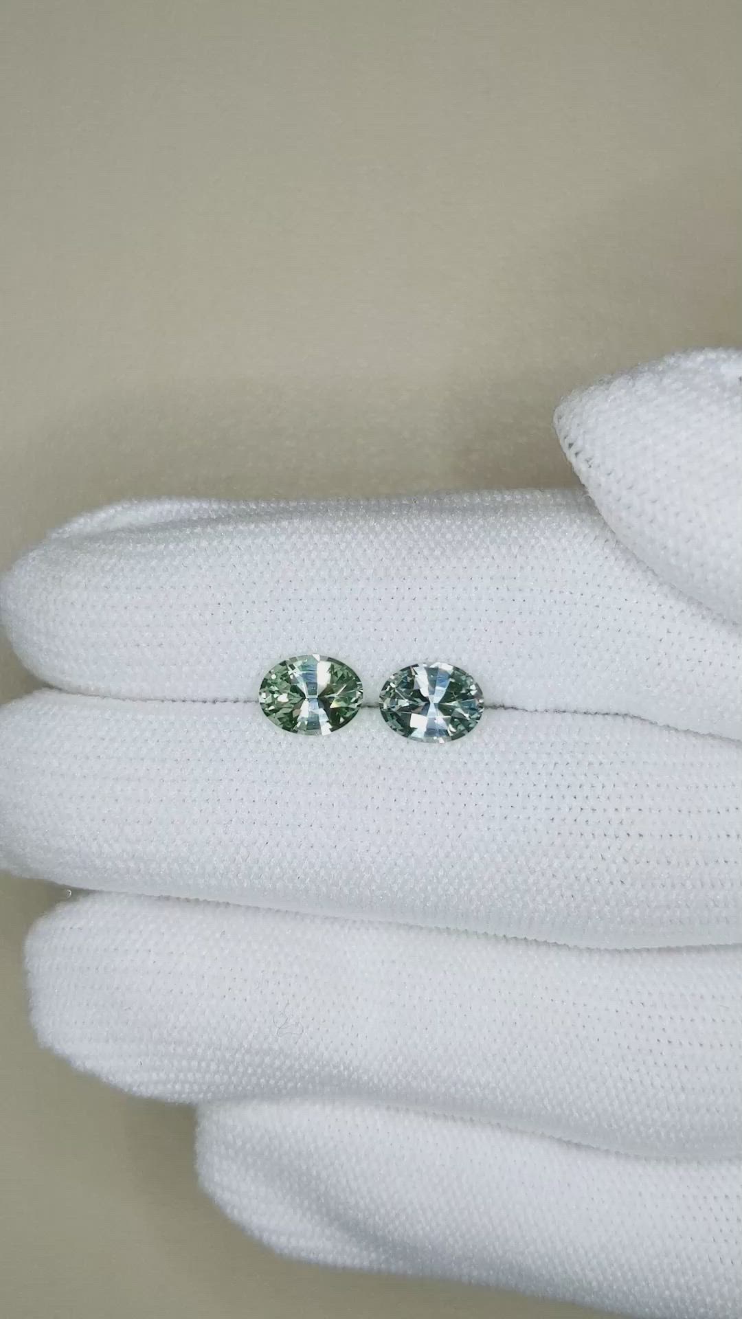 2.37&nbsp;Ct.Tw.Total Carat Weight Green Sapphire Pair from Madagascar Size Video