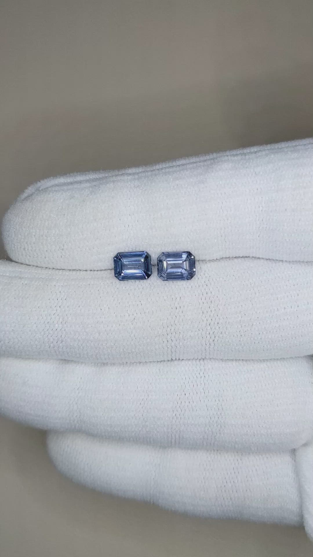2.08&nbsp;Ct.Tw.Total Carat Weight Blue Sapphire Pair from Madagascar Size Video