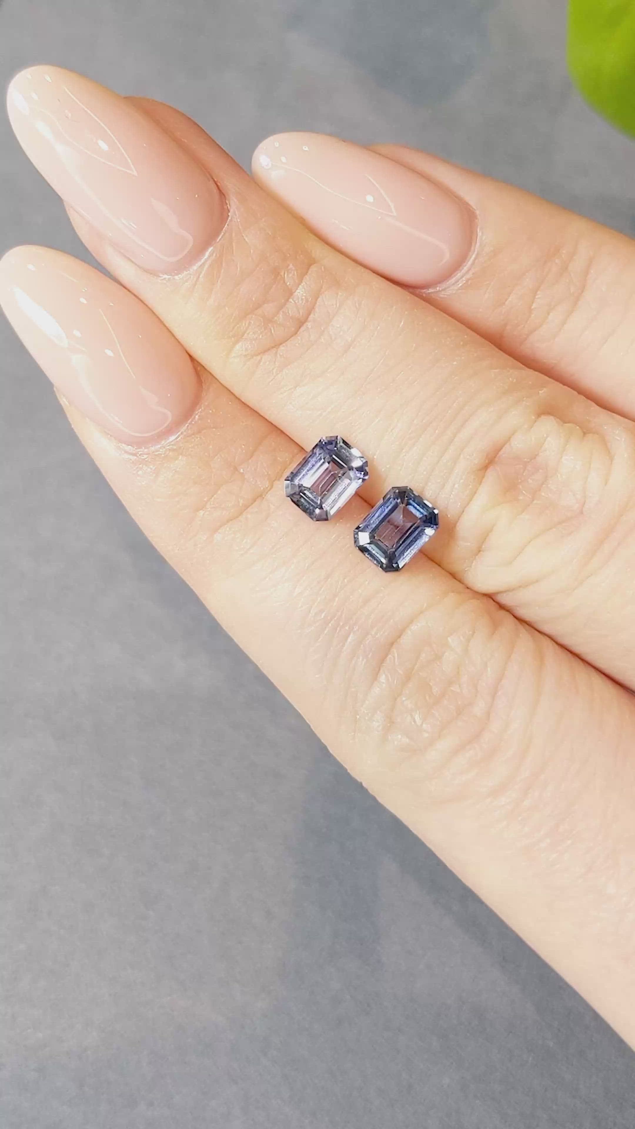 2.08&nbsp;Ct.Tw.Total Carat Weight Blue Sapphire Pair from Madagascar Size Video